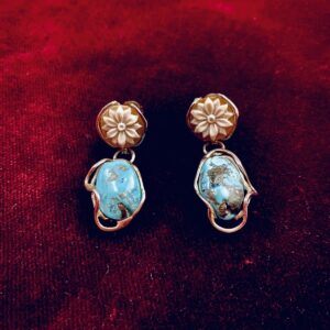 Pendientes turquesa, camafeo y plata
