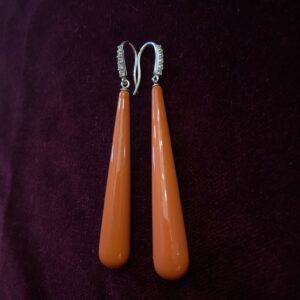 Pendientes coralina plata y circonitas